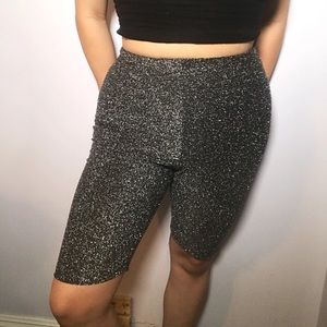 Silver Glittery Biker Shorts